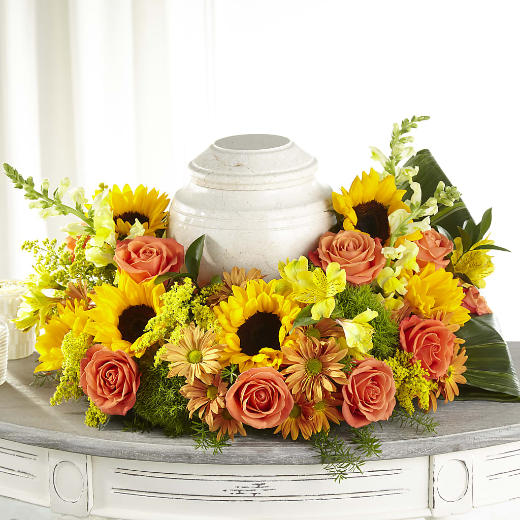 Faithful Sunflower Cremation Adornment – Flowerorder.com, Tontitown AR