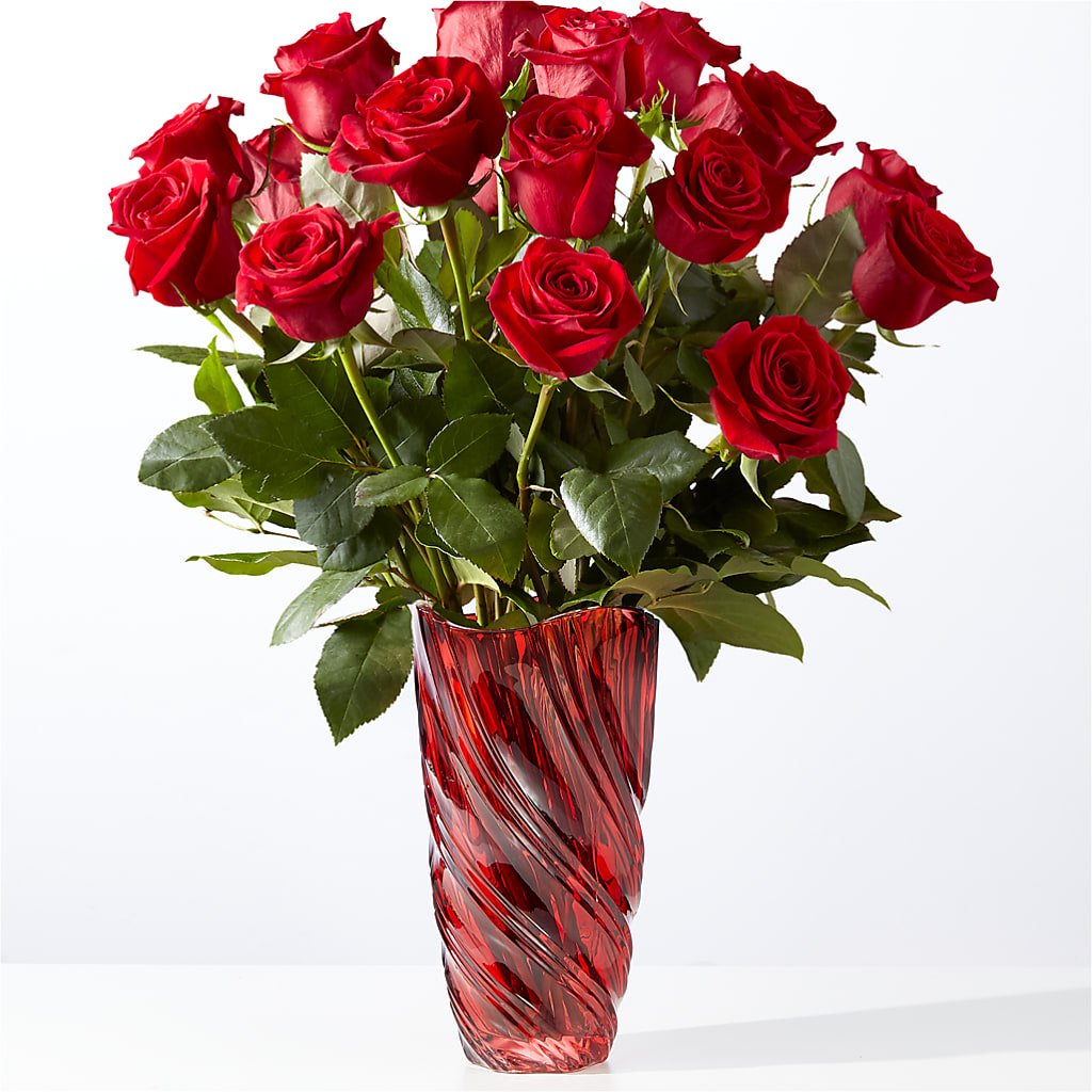 Classic Love Red Rose Bouquet with Luxe Swirl Vase – Flowerorder.com, Tontitown AR