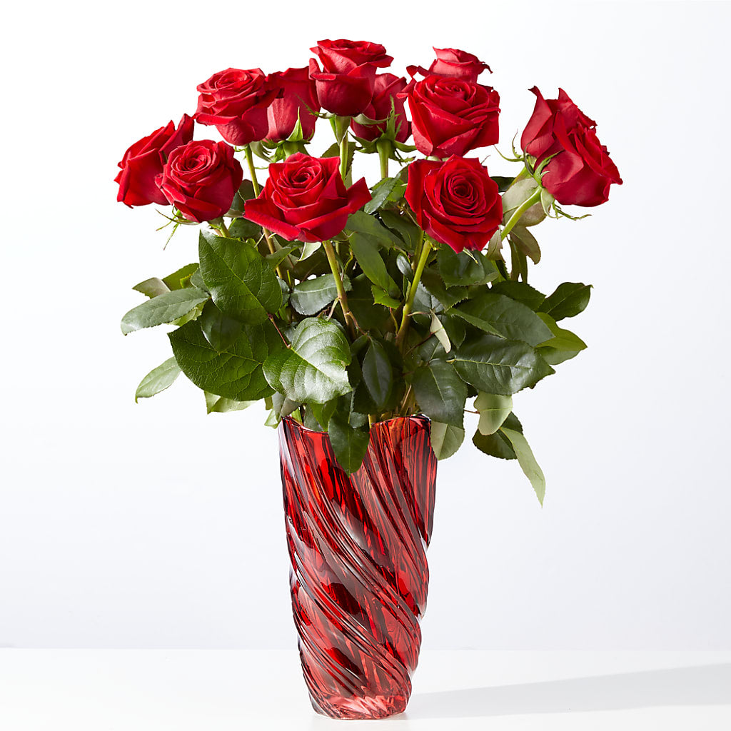 Classic Love Red Rose Bouquet with Luxe Swirl Vase – Flowerorder.com, Tontitown AR